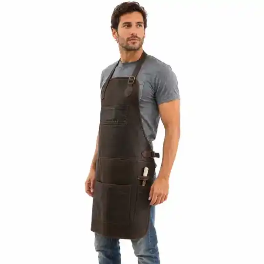 Delantal Parrillero Marrón Engrasado | Atletas Perú Cueros - comprar online