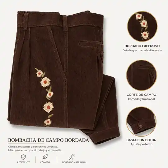 Bombachas bordadas de corderoy